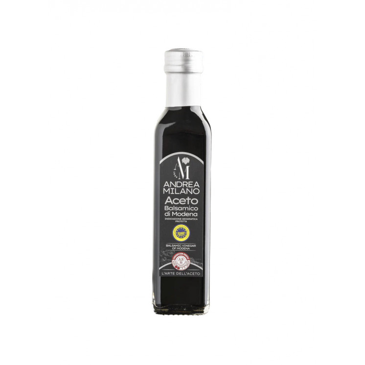 ACETO BALSAMICO DI MODENA IGP MARCHIO ANDREA MILANO FOGLIA ARGENTO DESTINAZIONE EUROPA BOTTIGLIA MARASCA 0,250 LT X 12