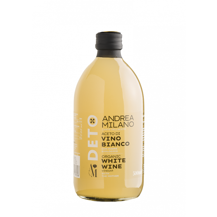 ACETO DI VINO BIANCO BIOLOGICO MARCHIO ANDREA MILANO DESTINAZIONE EUROPA BOTTIGLIA 500ml x 12PZ